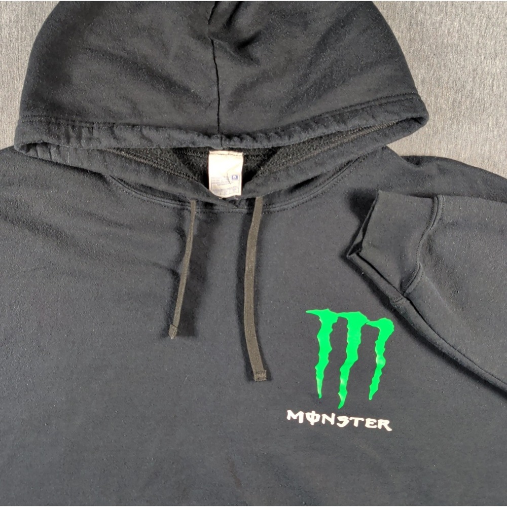 Y2k MONSTER Promo Hoodie Pullover Black Size XL Bikercore Grunge BMX Skater VGUC